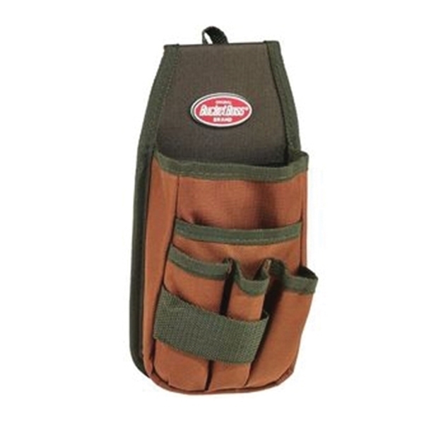 Worldwide Sourcing Bucket Boss Utility Pouch, 5-Pocket, Poly Ripstop Fabric, Brown/Green, 5 In W, 9 In H, 2 In D 54170